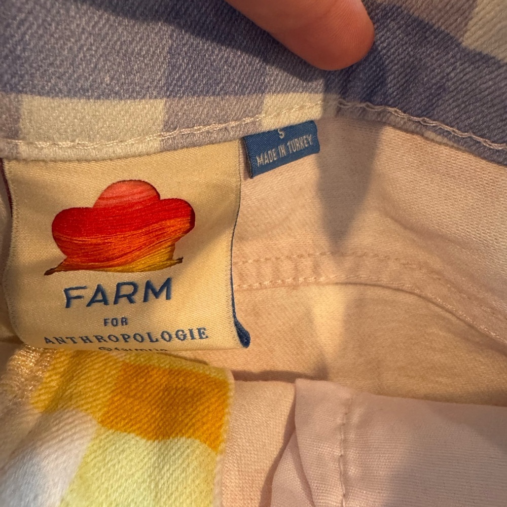 Farm Rio X Anthropologie Colorful Gingham High Waist Cut Off Denim Shorts Small - Picture 4 of 7